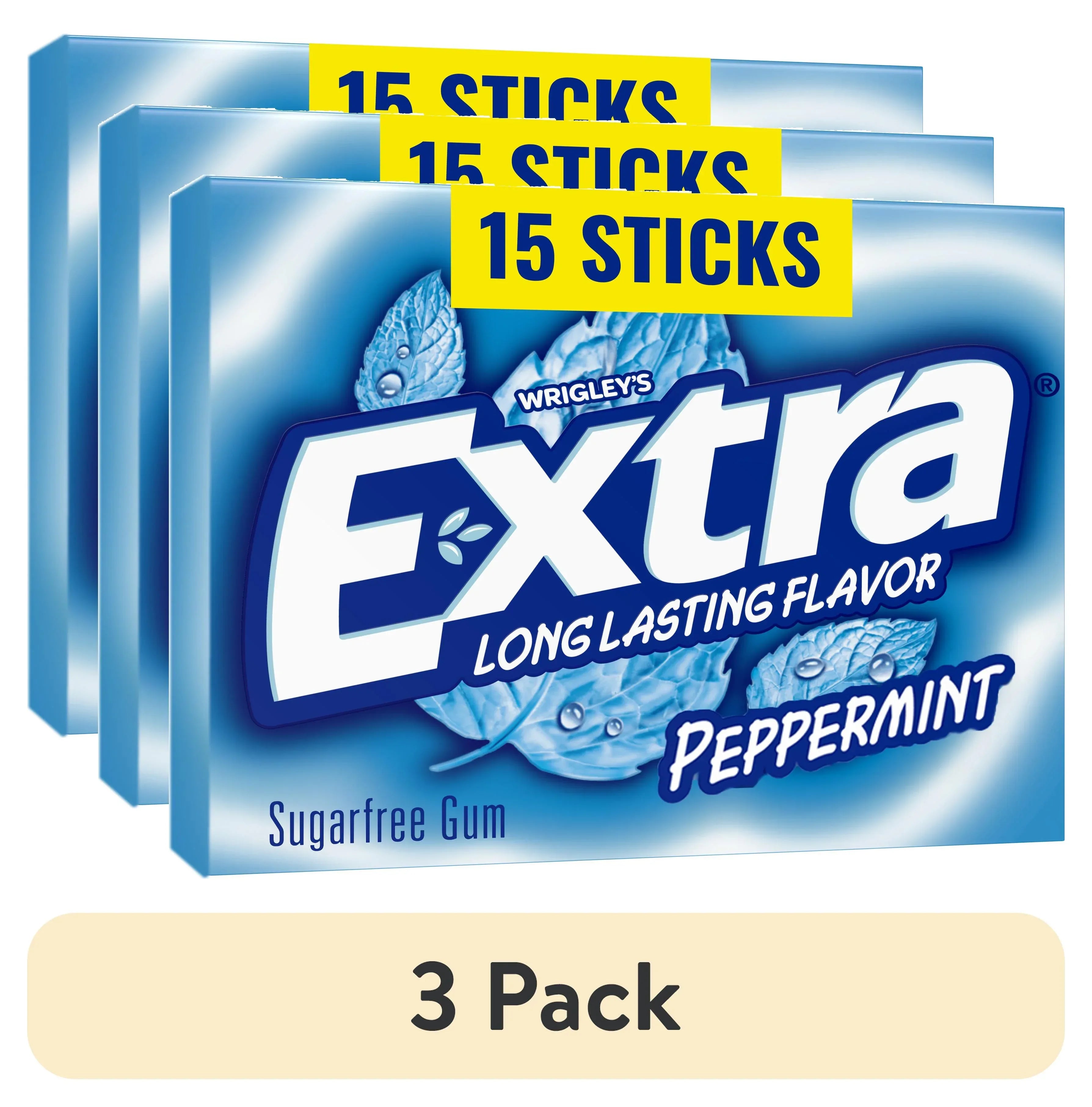 Extra Gum Peppermint Sugar Free Chewing Gum, Single Pack - 15 Stick