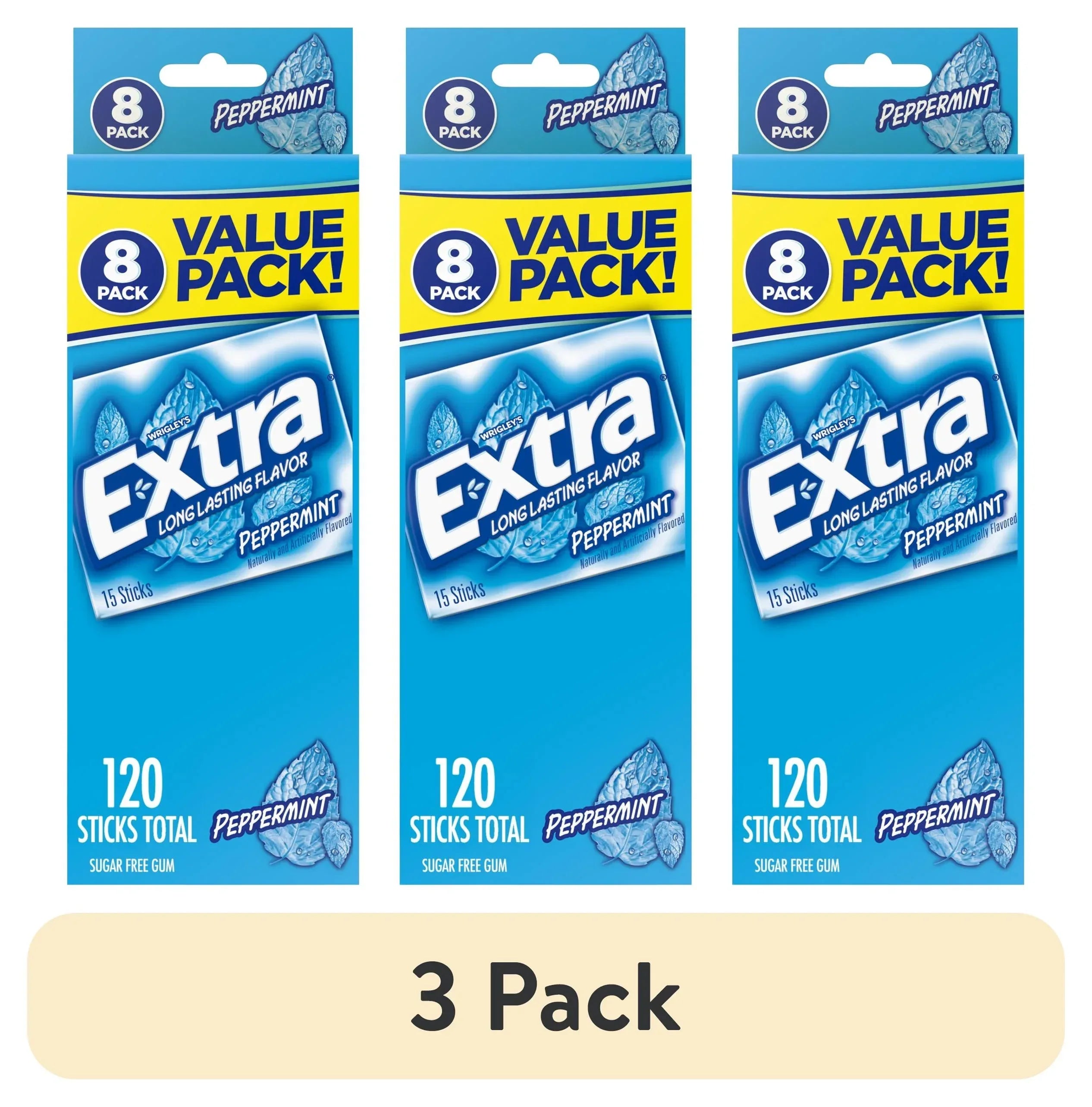 Extra Gum Peppermint Sugar Free Chewing Gum, Single Pack - 15 Stick