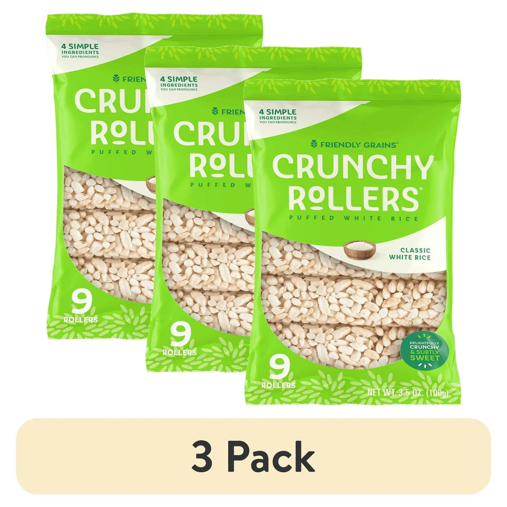 Friendly Grains Crunchy Rollers Classic White Rice, Allergen Free, Gluten-Free, 9ct - USA MEGA SHOP