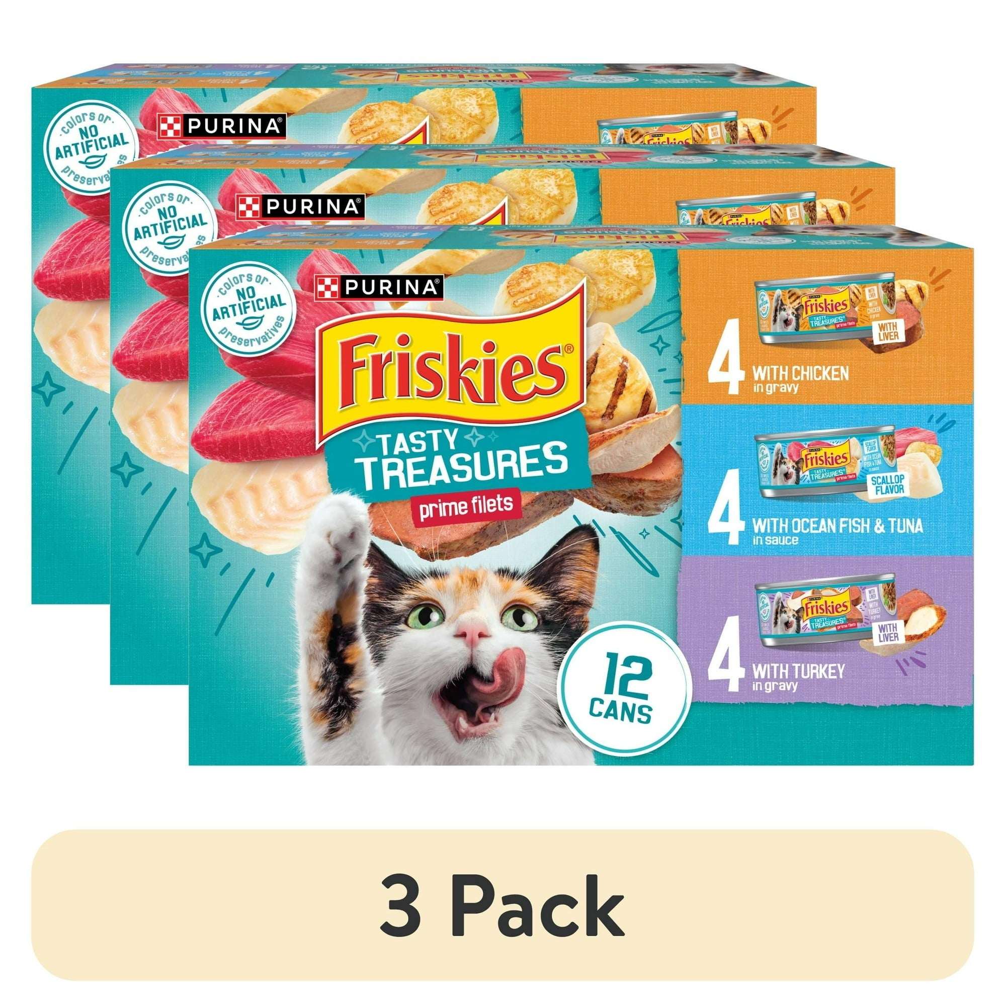 Friskies Gravy Tasty Treasures Prime Filets, Wet Cat Food, 12 Pack, 5.5 oz Cans