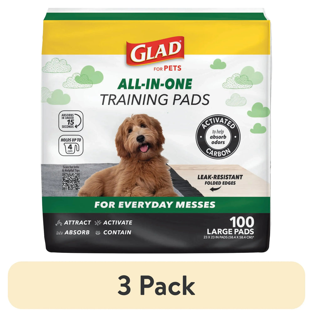 Glad Activated Charcoal Leak-Resistant Training Pads for Dogs, 23in x 23in, 100 Count - USA MEGA SHOP