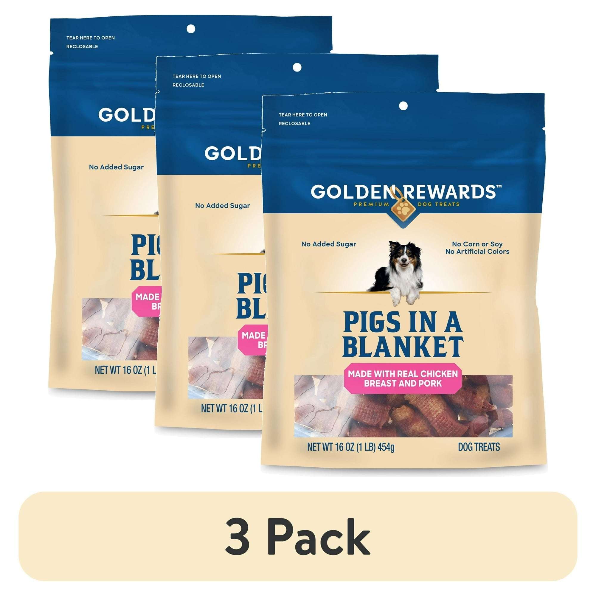 Golden Rewards Air- Dried Jerky Treats Pigs in a Blanket for Dogs, 16 oz