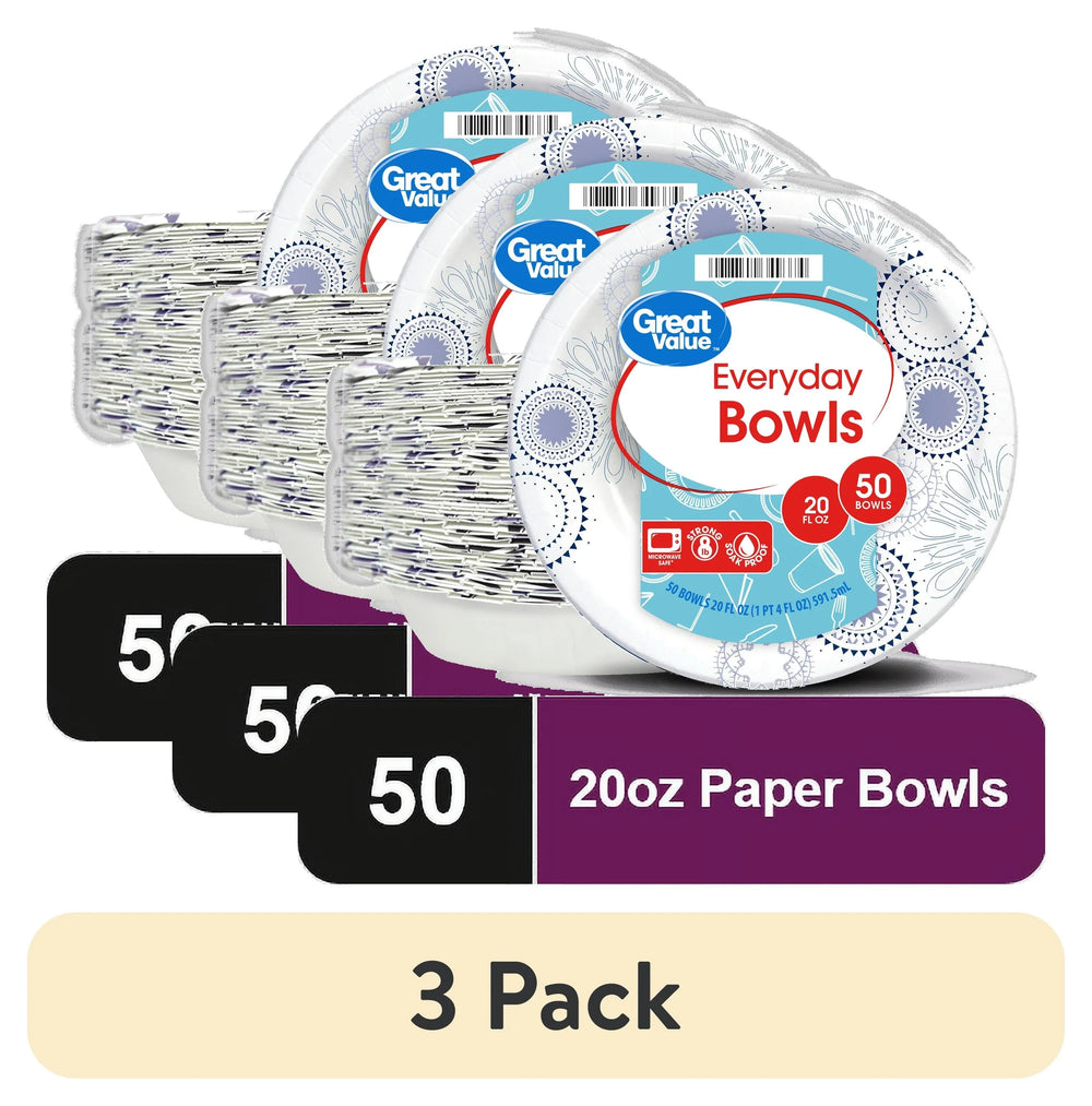 Great Value Everyday Disposable Paper Bowls, 20 oz, 50 Count - USA MEGA SHOP