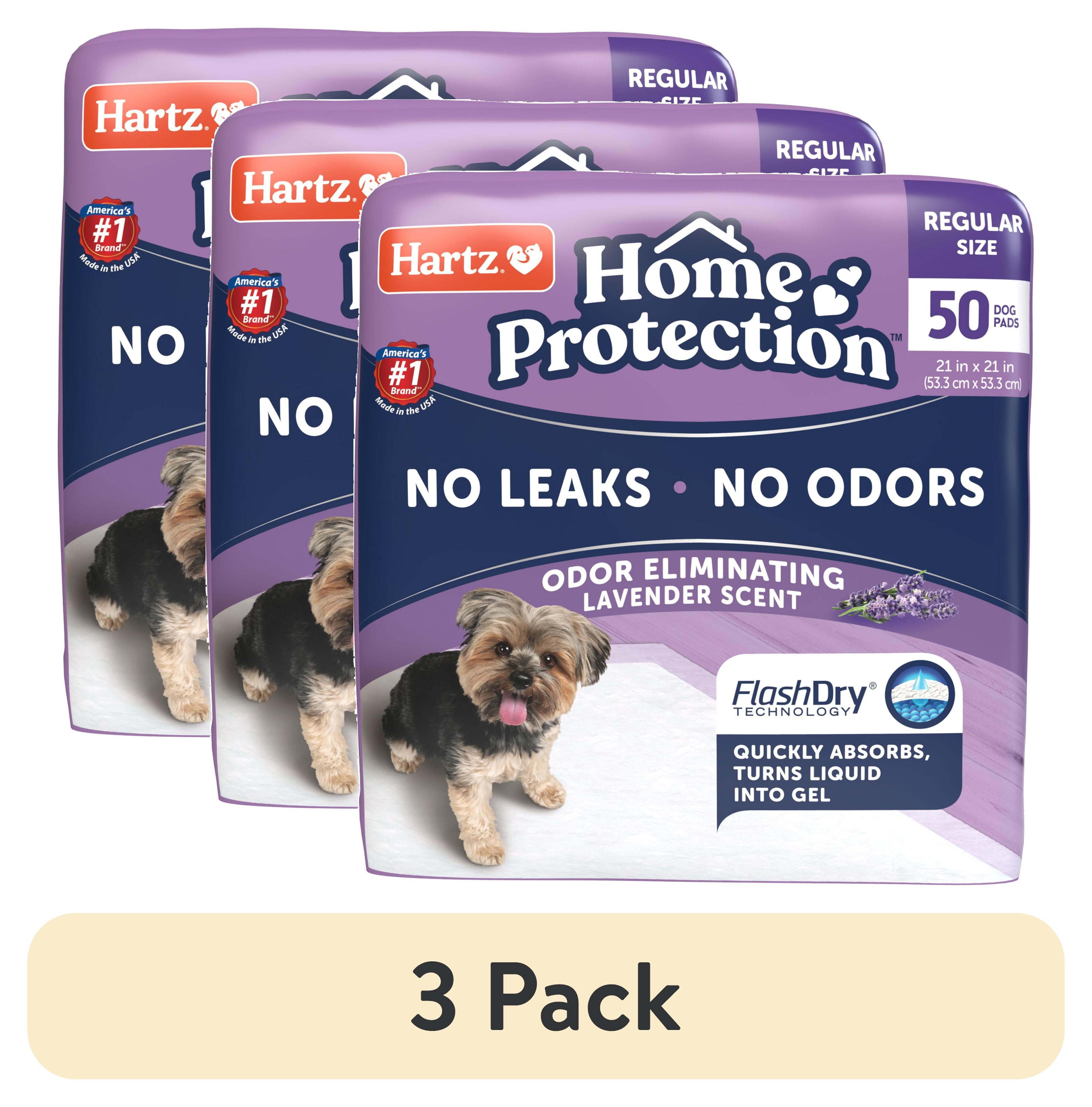 Hartz Home Protection Super Absorbent Odor Eliminating Lavender Scented No Leaks Dog Pads, Regular, 21 in x 21 in, 50 Count