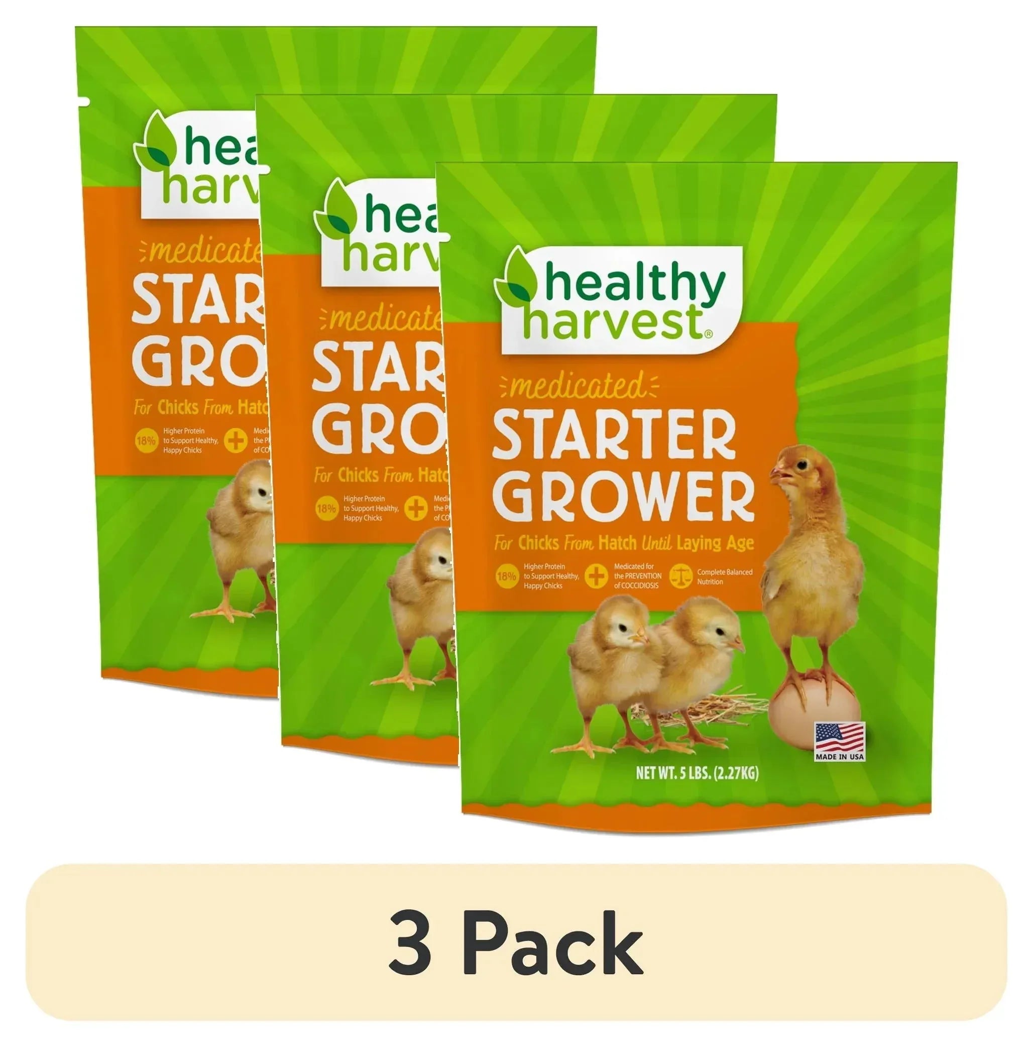 Healthy Harvest Medicated Starter Crumble Feed for Baby Chicks, 5 lb bag - USA MEGA SHOP