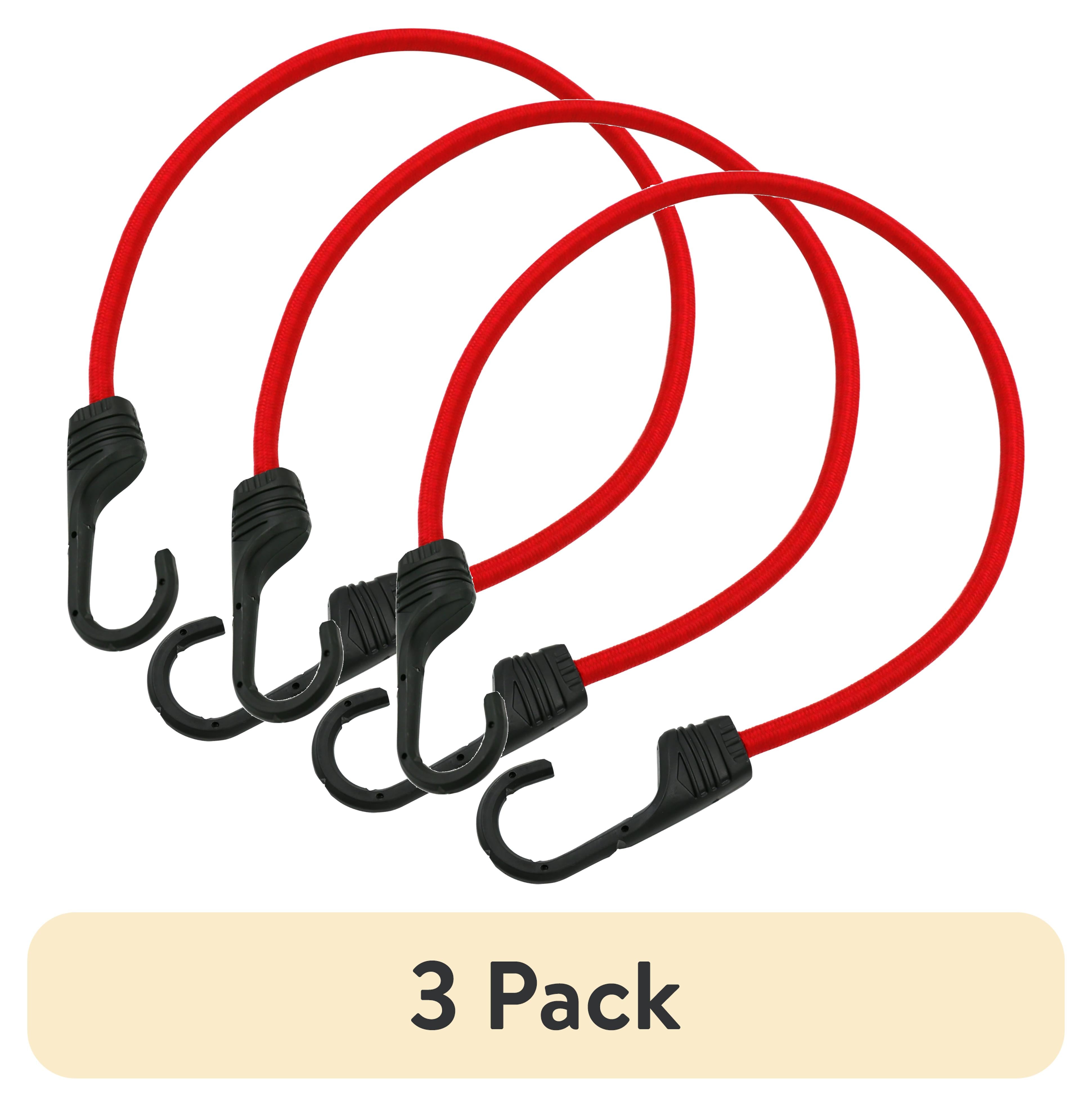 Hyper Tough 2-Pack 24 inch Standard Bungee Cords, Rubber, Red, 0.3 oz