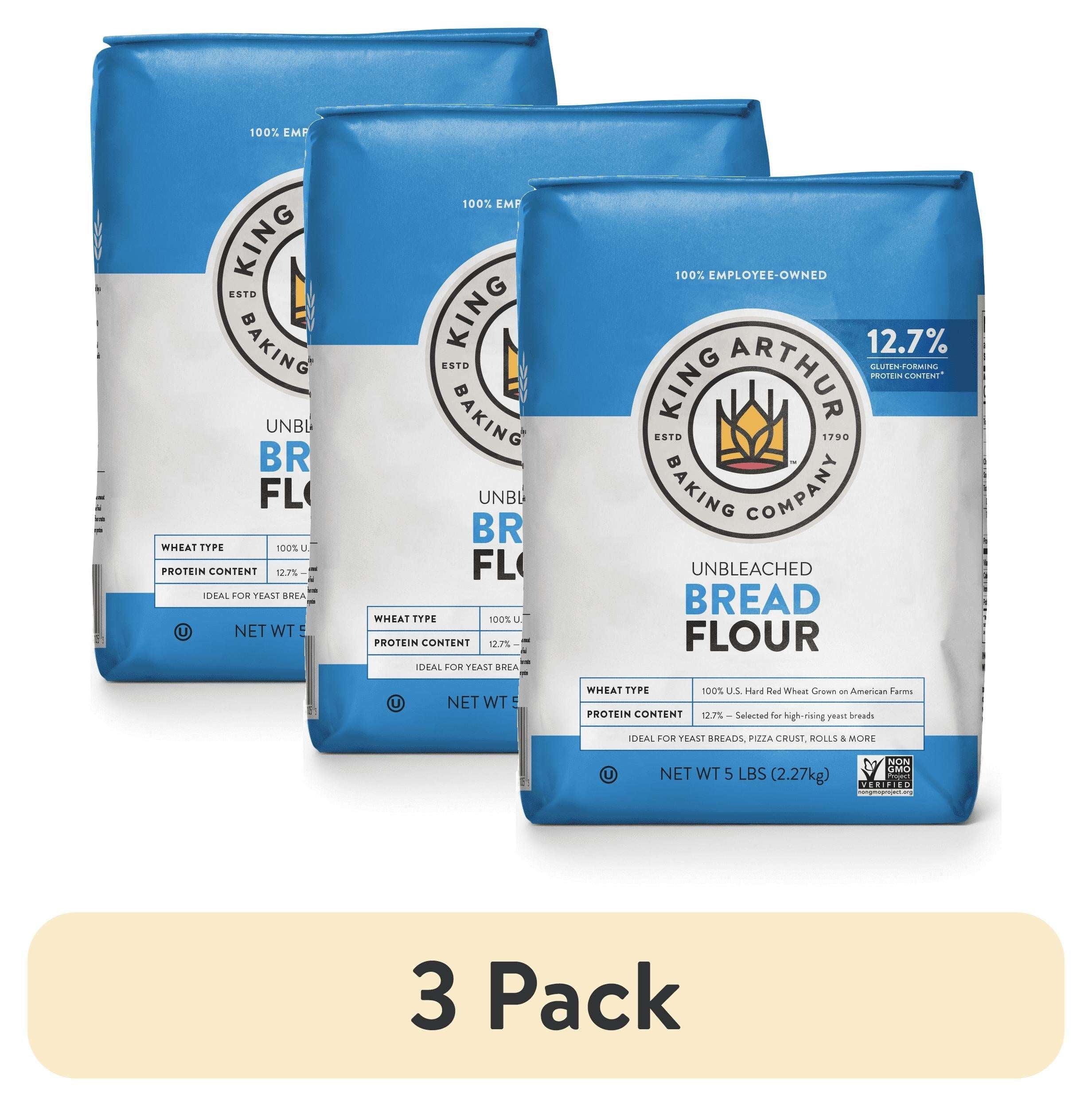 King Arthur Baking Company Non-GMO Project Verified, Certified Kosher Unbleached Bread Flour, 5 lb Bag