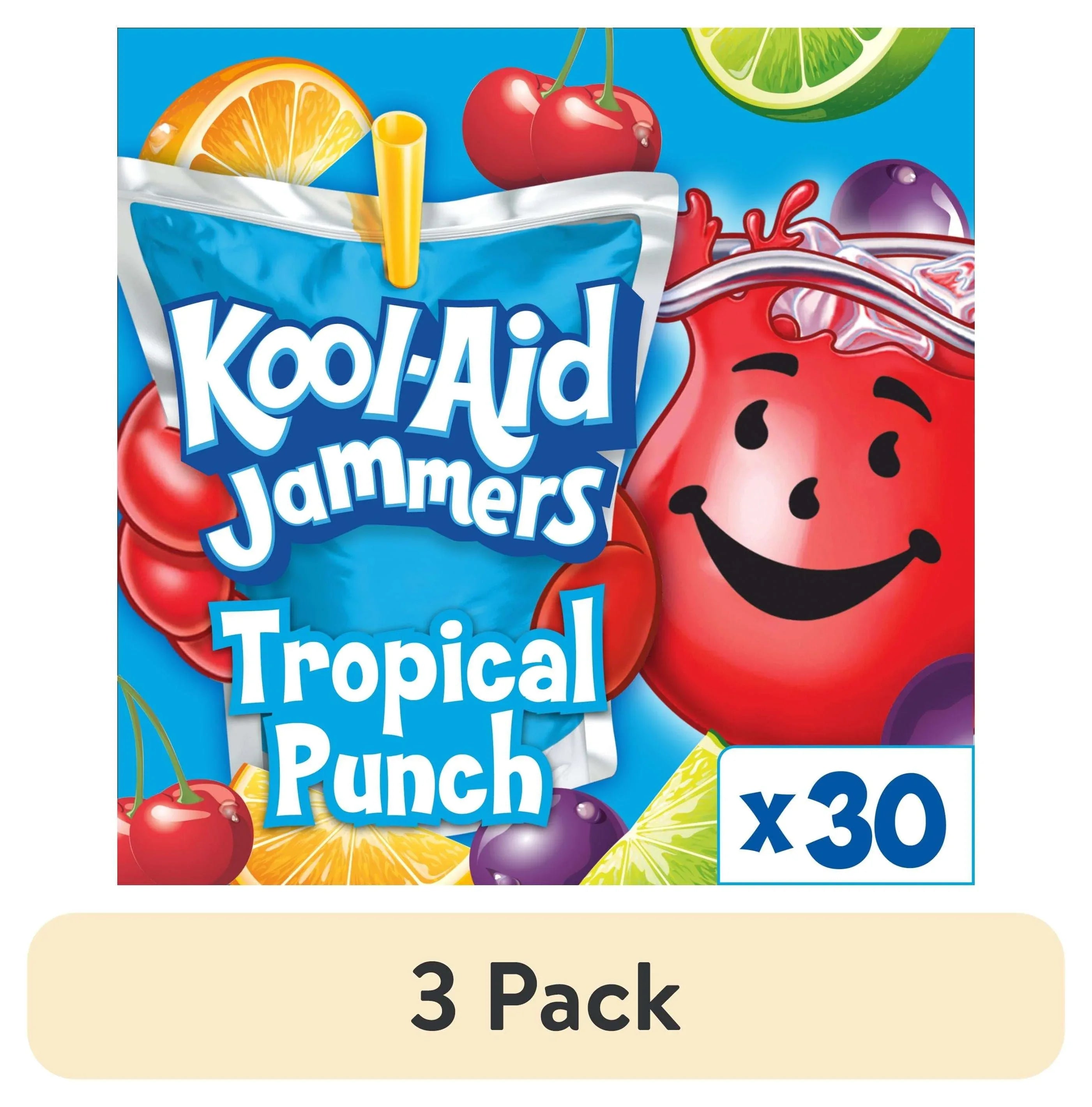 Kool-Aid Jammers Tropical Punch Flavored Drink Value Pack, 30 ct Box, 6 fl oz Pouches