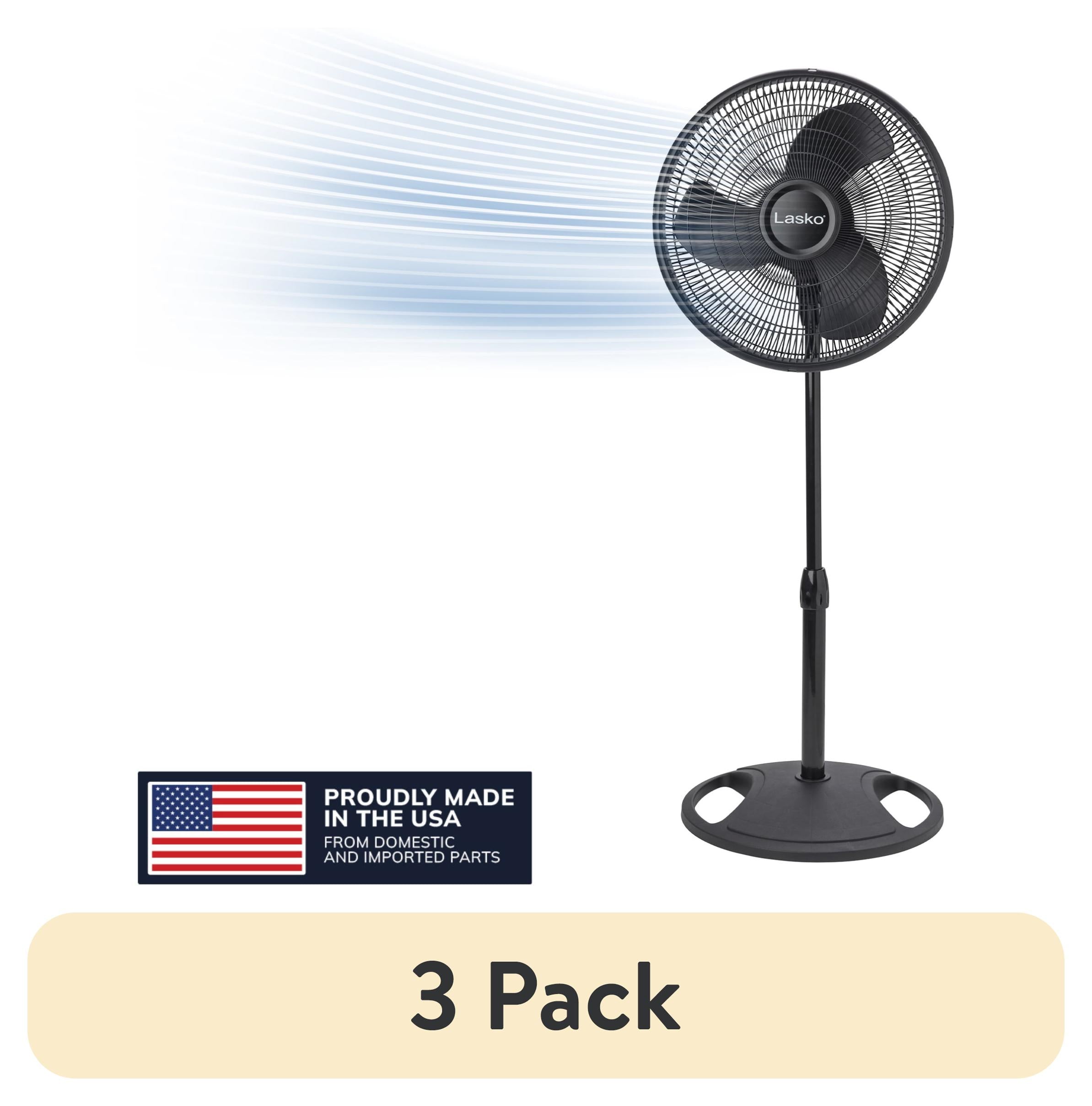 Lasko 16" Oscillating Pedestal Fan with Adjustable Height and Tilt-Back Head for Whole Room Cooling, Black, S16500