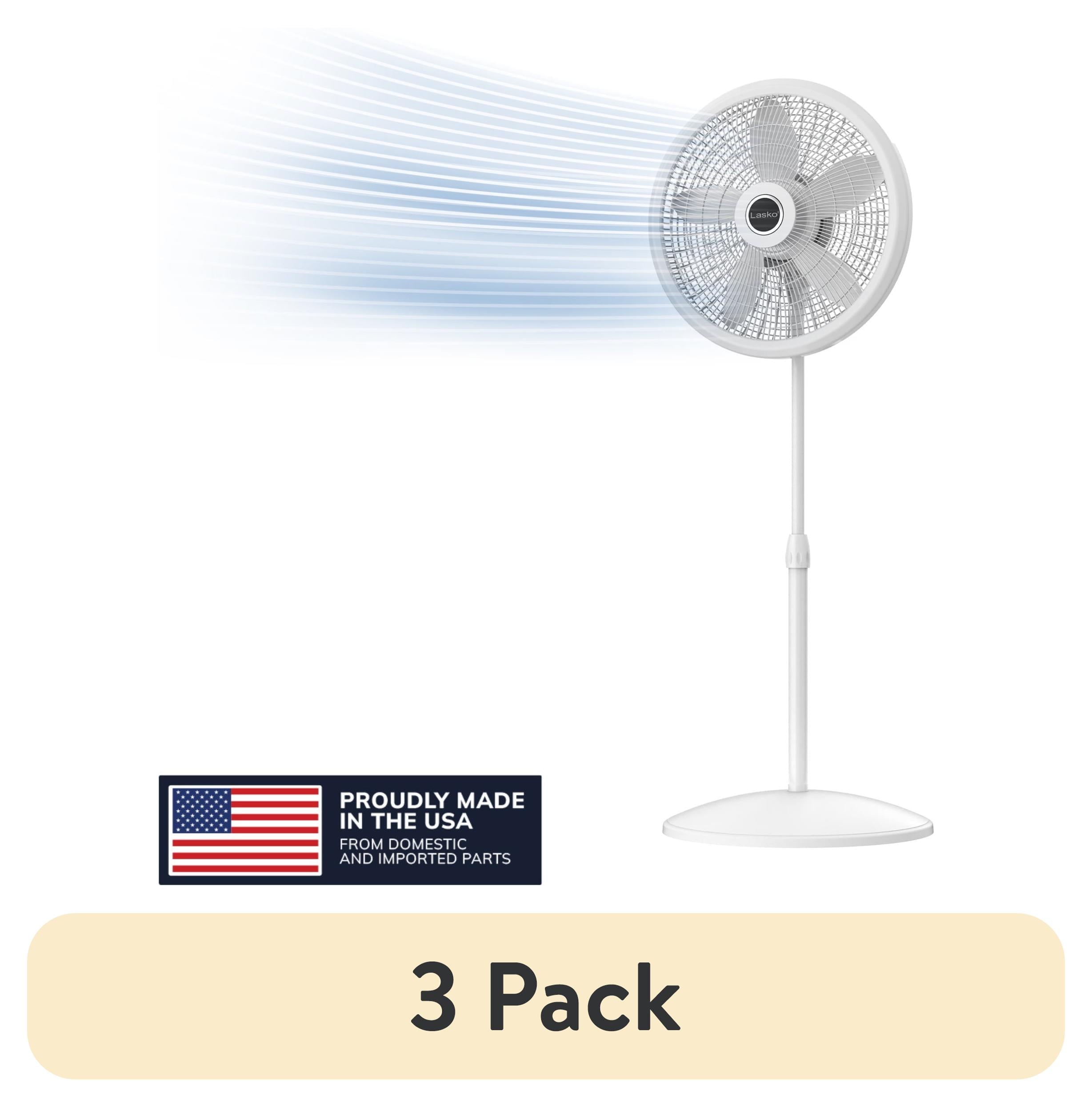Lasko Cyclone 18" 3-Speed Adjustable Oscillating Pedestal Fan, White, S18931