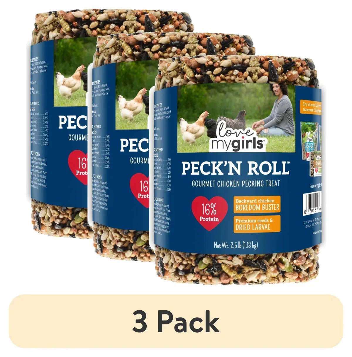Love My Girls Peck 'N Roll Boredom Buster for Chickens, 2.5 lb. Seed Log, 1-Pack - USA MEGA SHOP