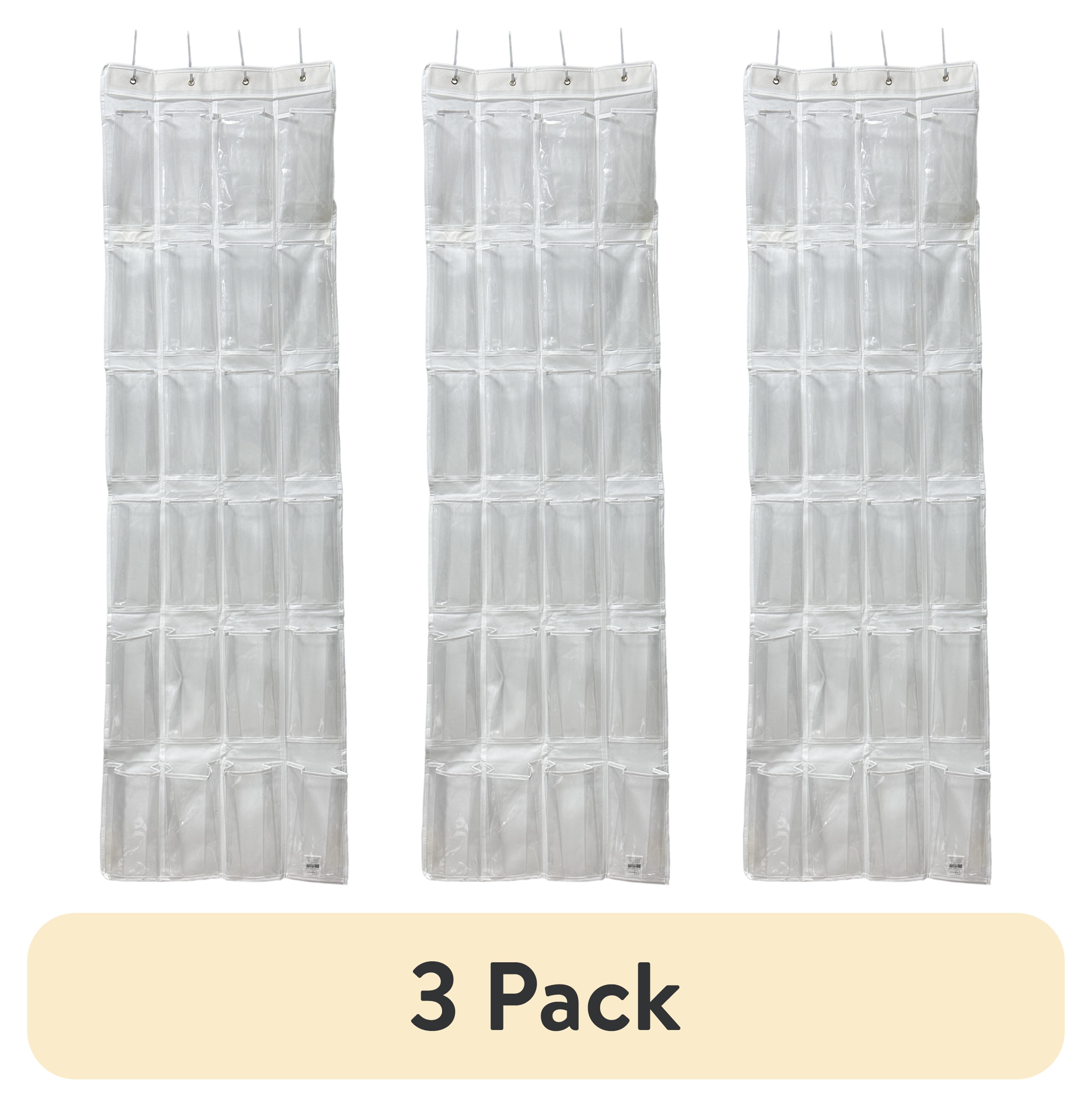 Mainstays 24 Pocket Clear Over the Door Non Woven Closet Shoe Organizer Shelf - Arctic White