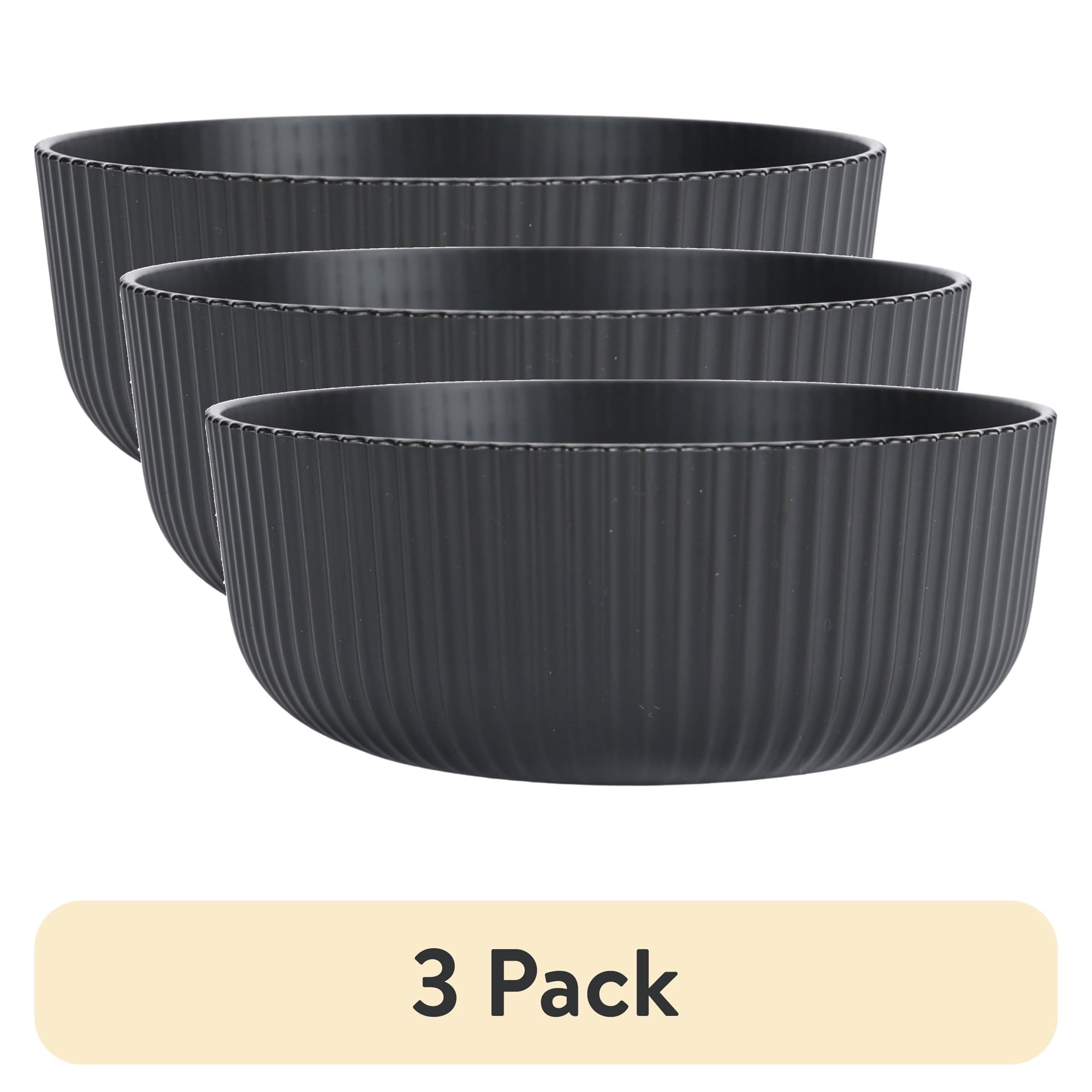 (3 pack) Mainstays - Black Eco-Friendly Recycled Plastic Cereal Bowl, 38-Ounce
