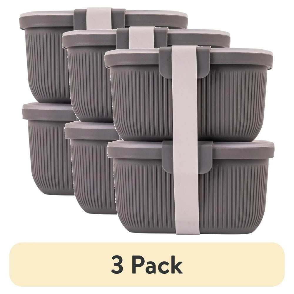 Mainstays Plastic Food Storage Bento Snack Container, Rectangle, Grey, 19oz Capacity, Made for Portable Food Storage - USA MEGA SHOP