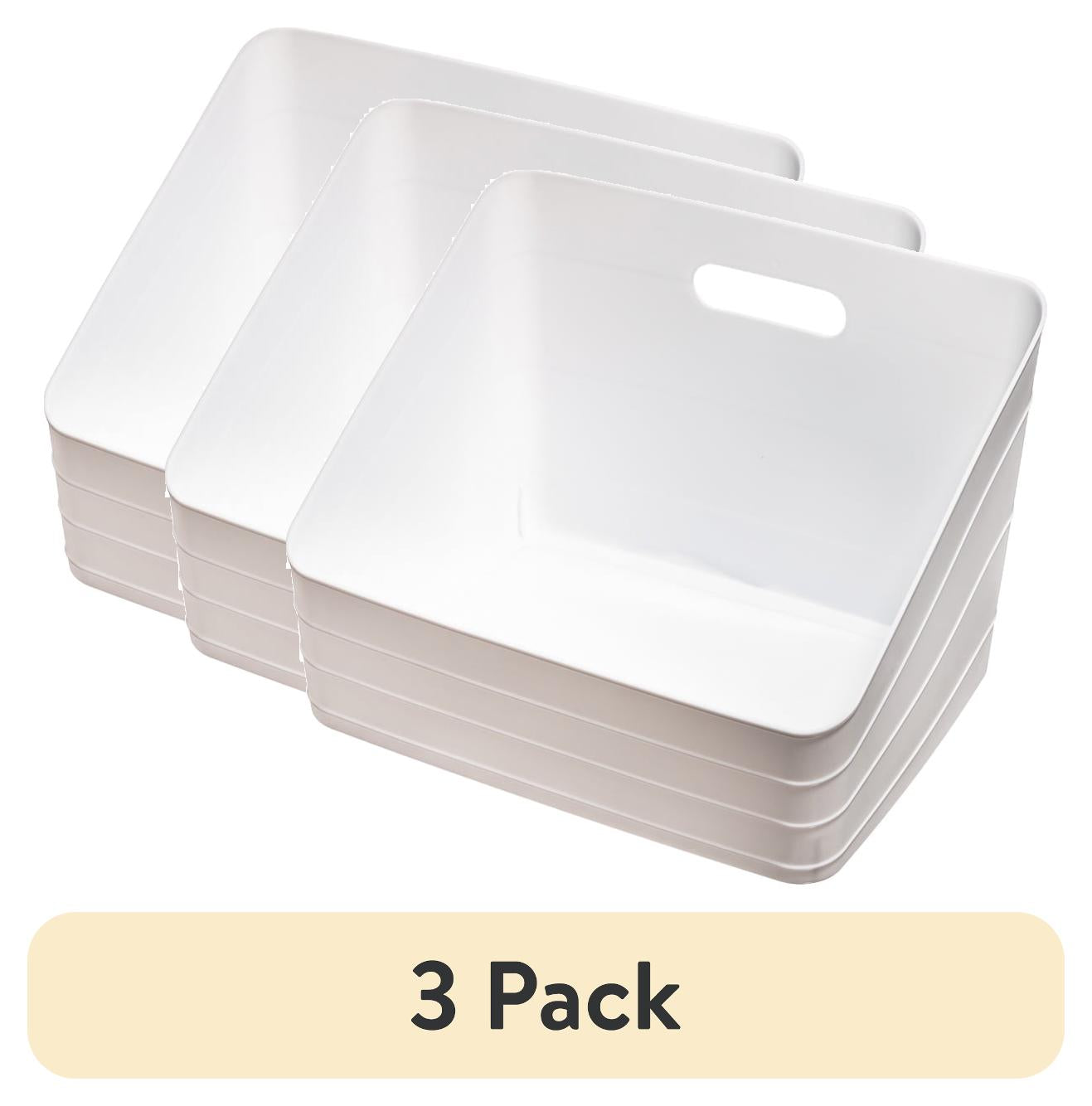Mainstays Wide Slanted Flexible Closet Organizer Bin with Handle, White Plastic