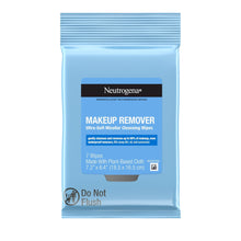 Neutrogena makeup remover cleansing wipes pouch with “Do Not Flush” icon