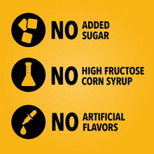 No added sugar, no high fructose corn syrup, no artificial flavors badge icons