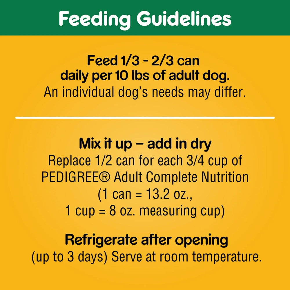 (3 pack) Pedigree Chopped Ground Dinner Turkey & Bacon Flavor Adult Soft Wet Dog Food, (12) 13.2 oz Cans - USA MEGA SHOP