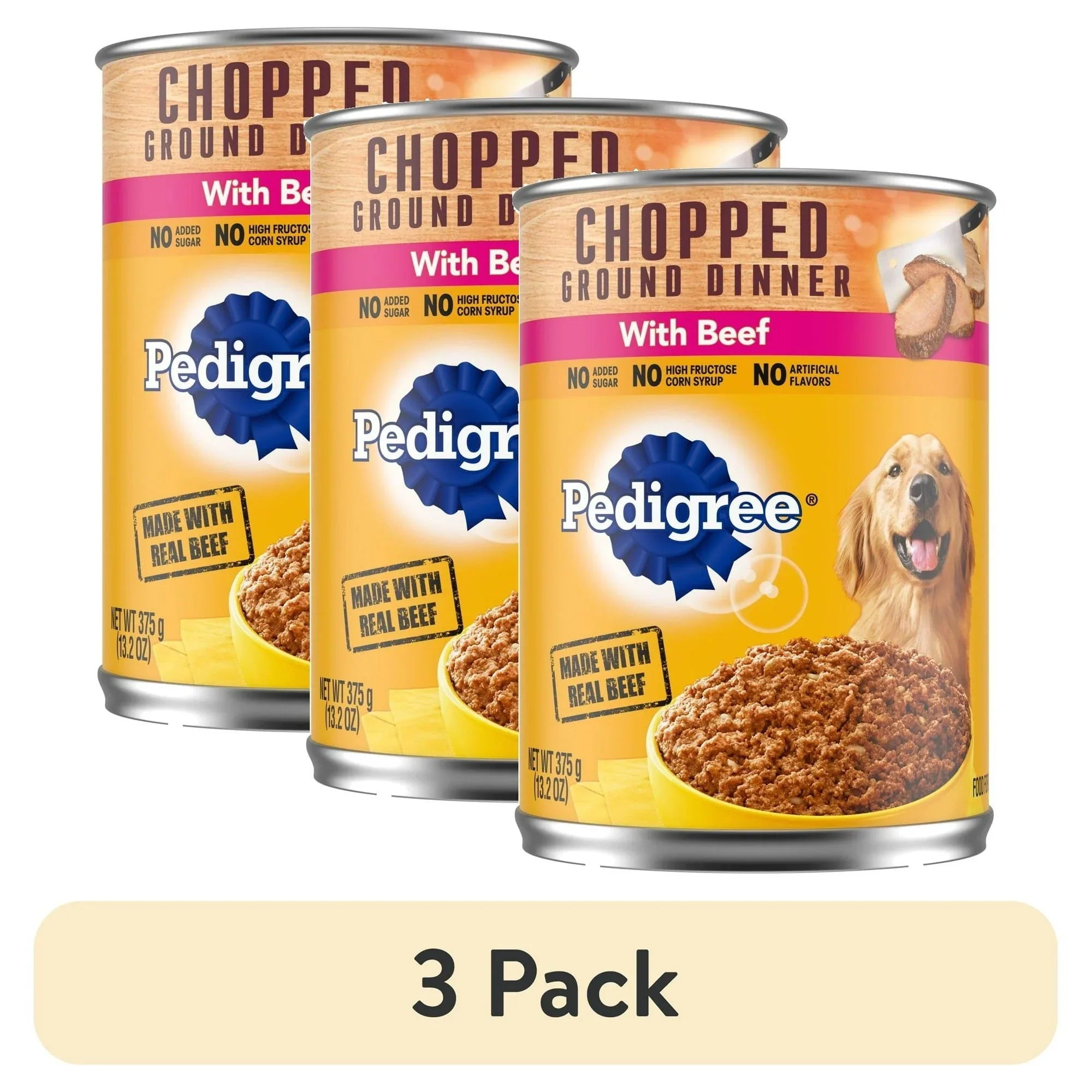 Pedigree Chopped Ground Dinner With Beef Adult Soft Wet Dog Food, (12) 13.2 oz Cans - USA MEGA SHOP
