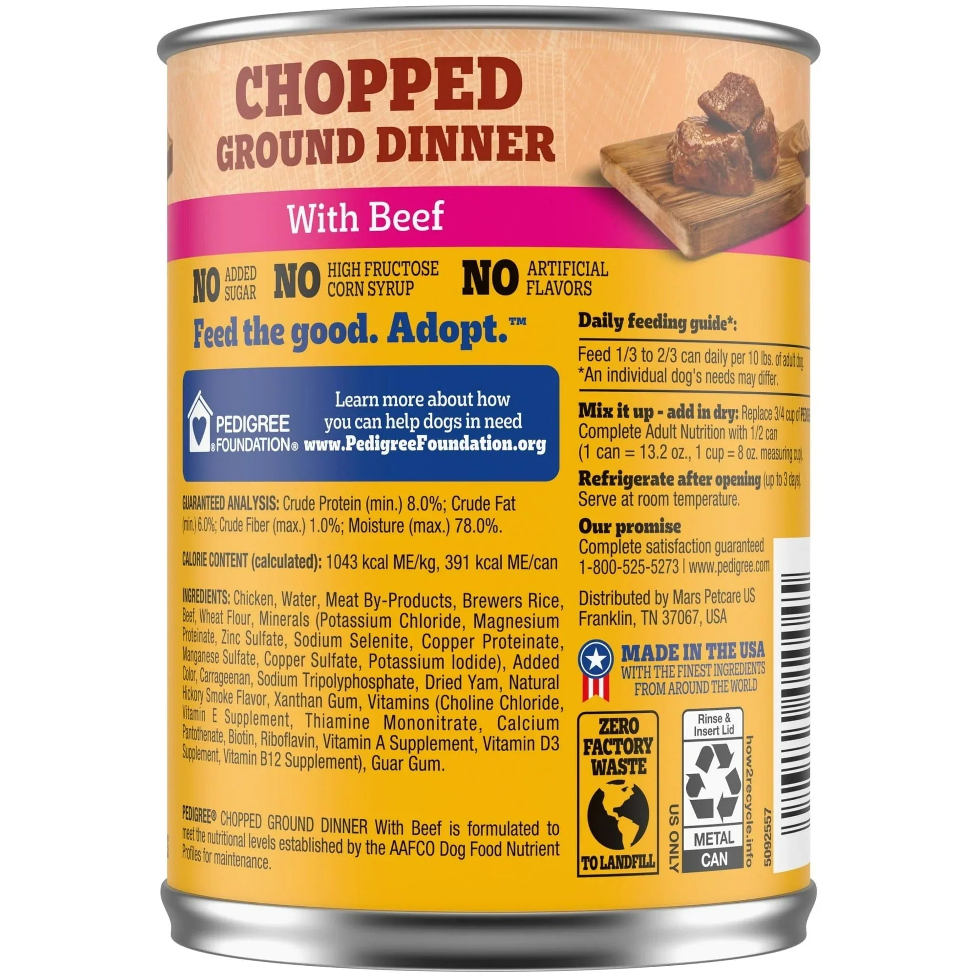 Pedigree Chopped Ground Dinner With Beef Adult Soft Wet Dog Food, (12) 13.2 oz Cans - USA MEGA SHOP