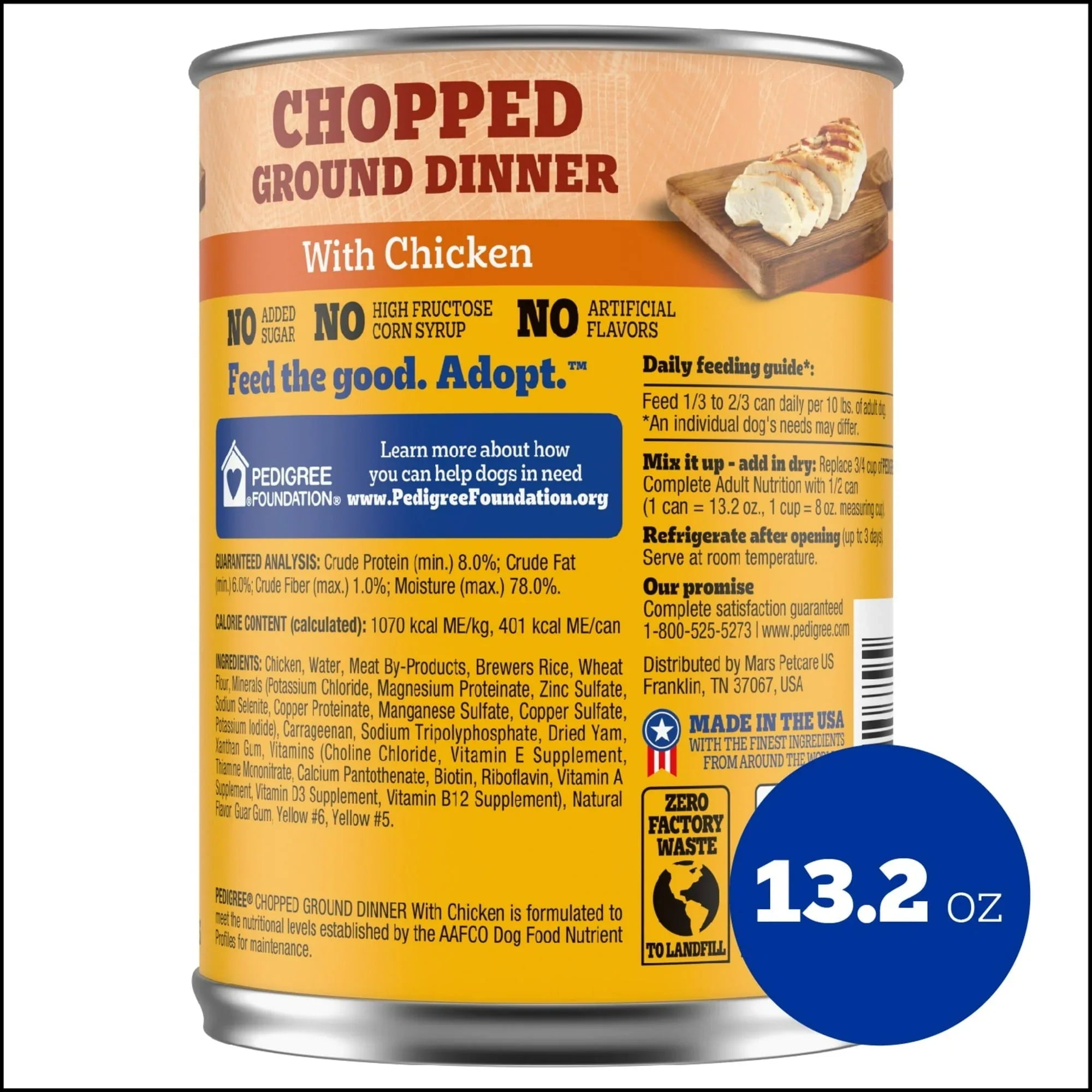 (3 pack) Pedigree Chopped Ground Dinner With Chicken Adult Soft Wet Dog Food, (12) 13.2 oz Cans - USA MEGA SHOP