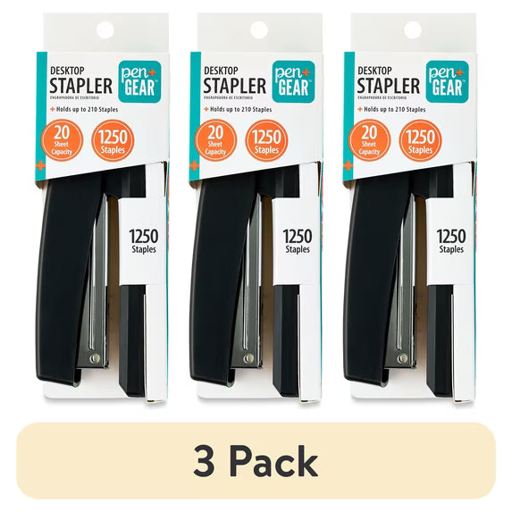 Pen + Gear 20-Sheet Desktop Stapler with 1250 Staples,Black,Manual