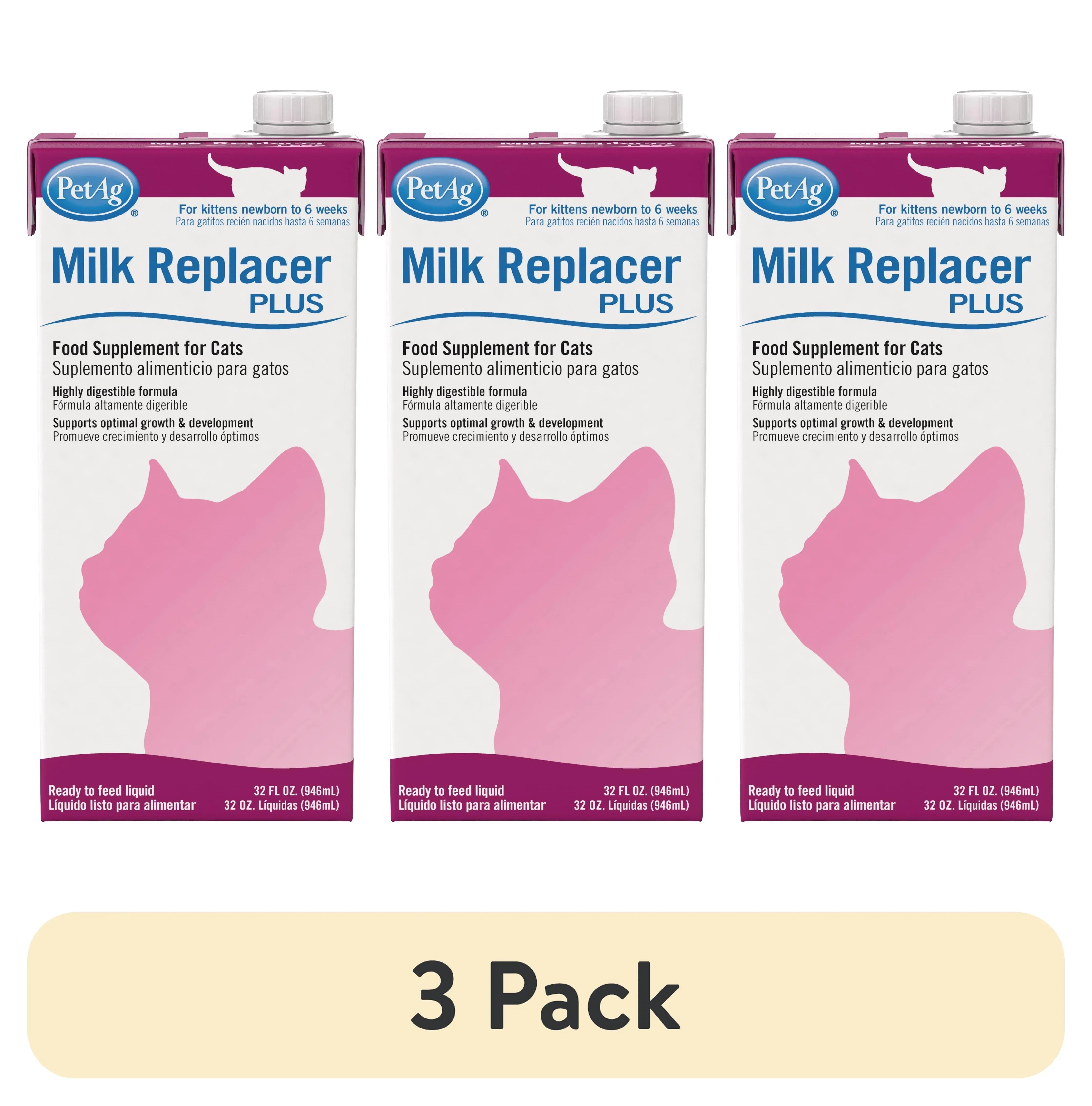 PetAg Milk Replacer Plus Liquid for Cats and Kittens, 32 fl oz