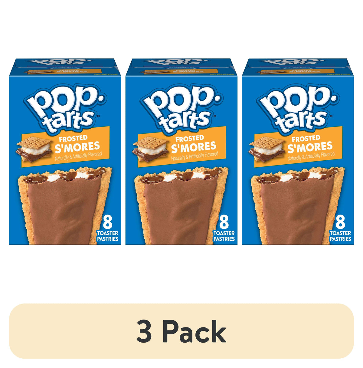 (3 pack) Pop-Tarts Frosted S'mores Toaster Pastries, Breakfast Foods, Shelf-Stable, 13.5 oz (8 Count)