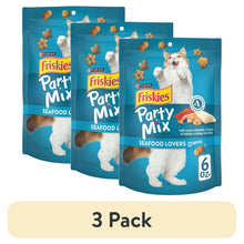 Three blue cat treat pouches with white cat graphic and 3 Pack label
