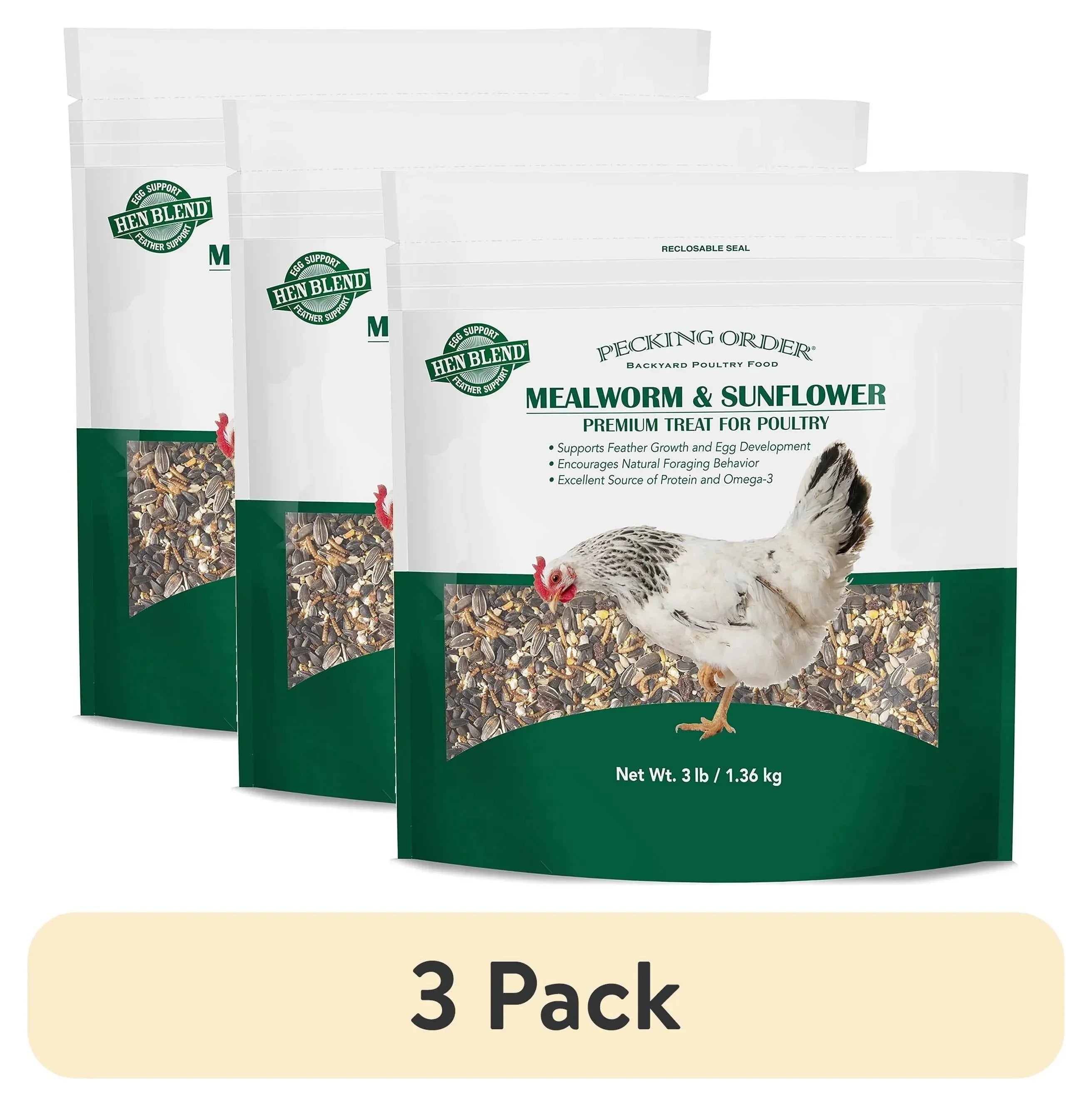 Red River Commodities Pecking Order Mealworm & Sunflower Chicken Treat; 3 lb. Bag - USA MEGA SHOP