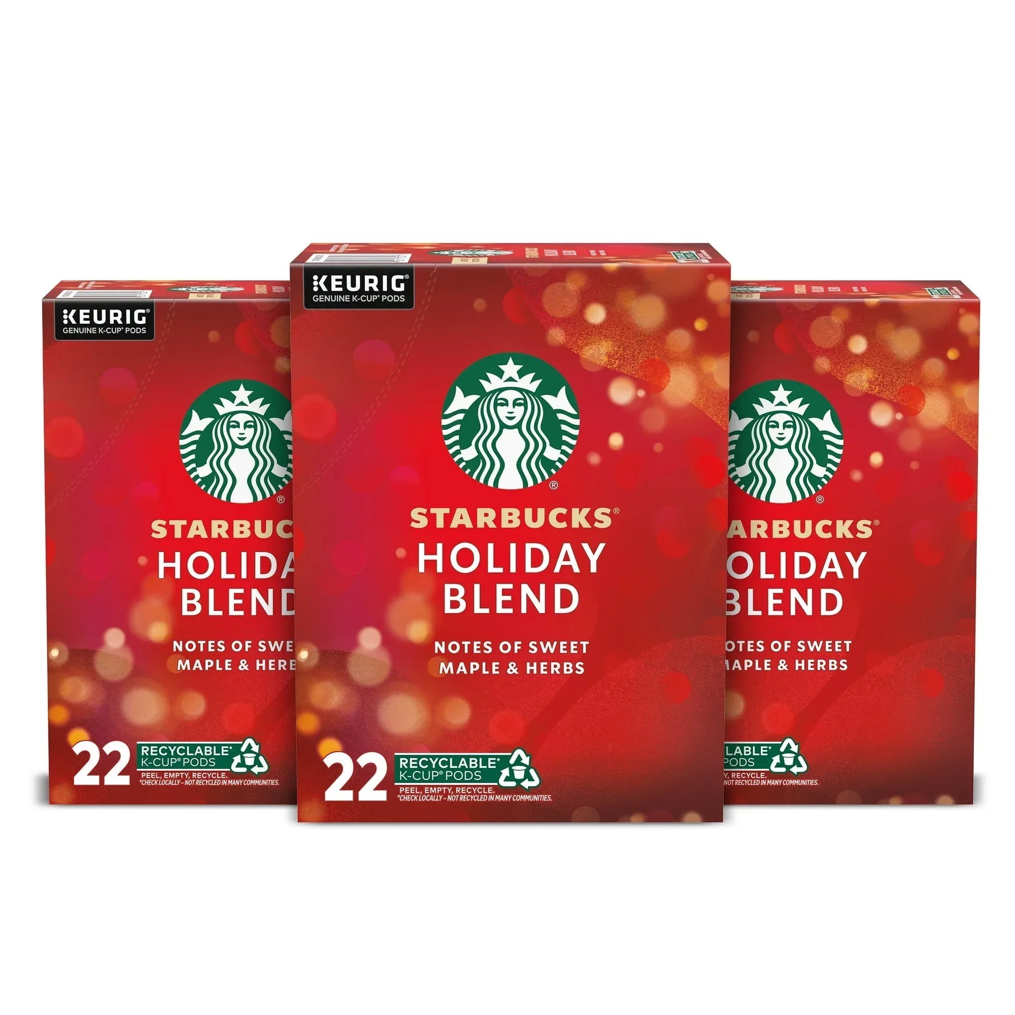 Starbucks Holiday Blend, Medium Roast Coffee, Keurig K-Cup Coffee Pods, 22 Count