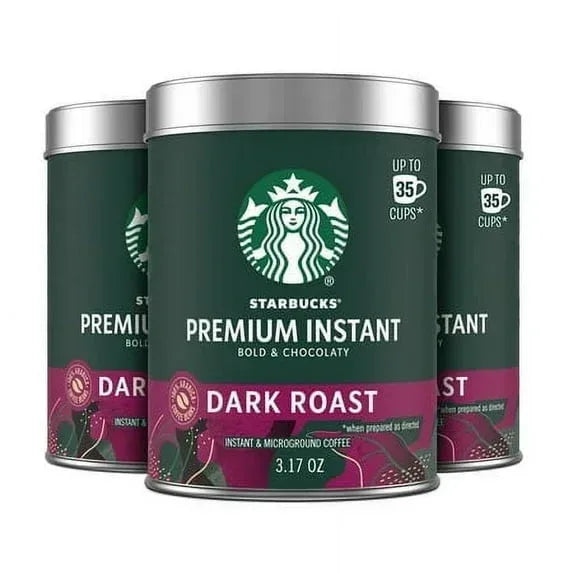 Starbucks Premium Instant Coffee, Dark Roast Coffee, Arabica Beans, 3.17 oz