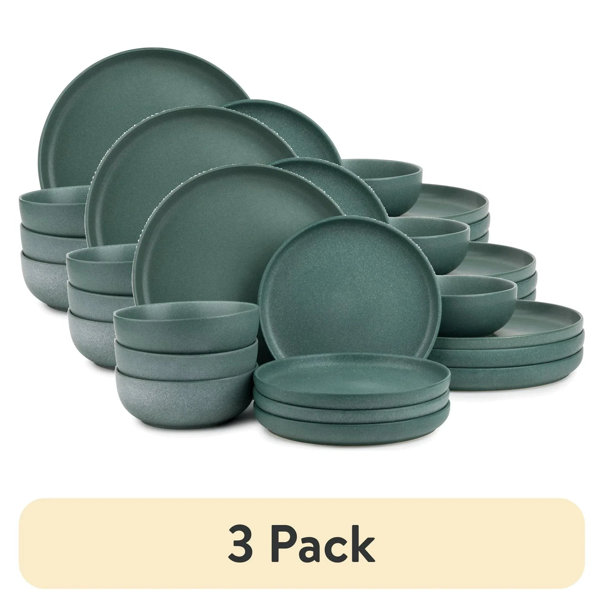 Thyme & Table Caspian Green 12-Piece Ceramic Dinnerware Set - USA MEGA SHOP