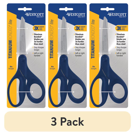 Westcott 8 Inch Titanium Bonded Scissors with Straight Blue Handle