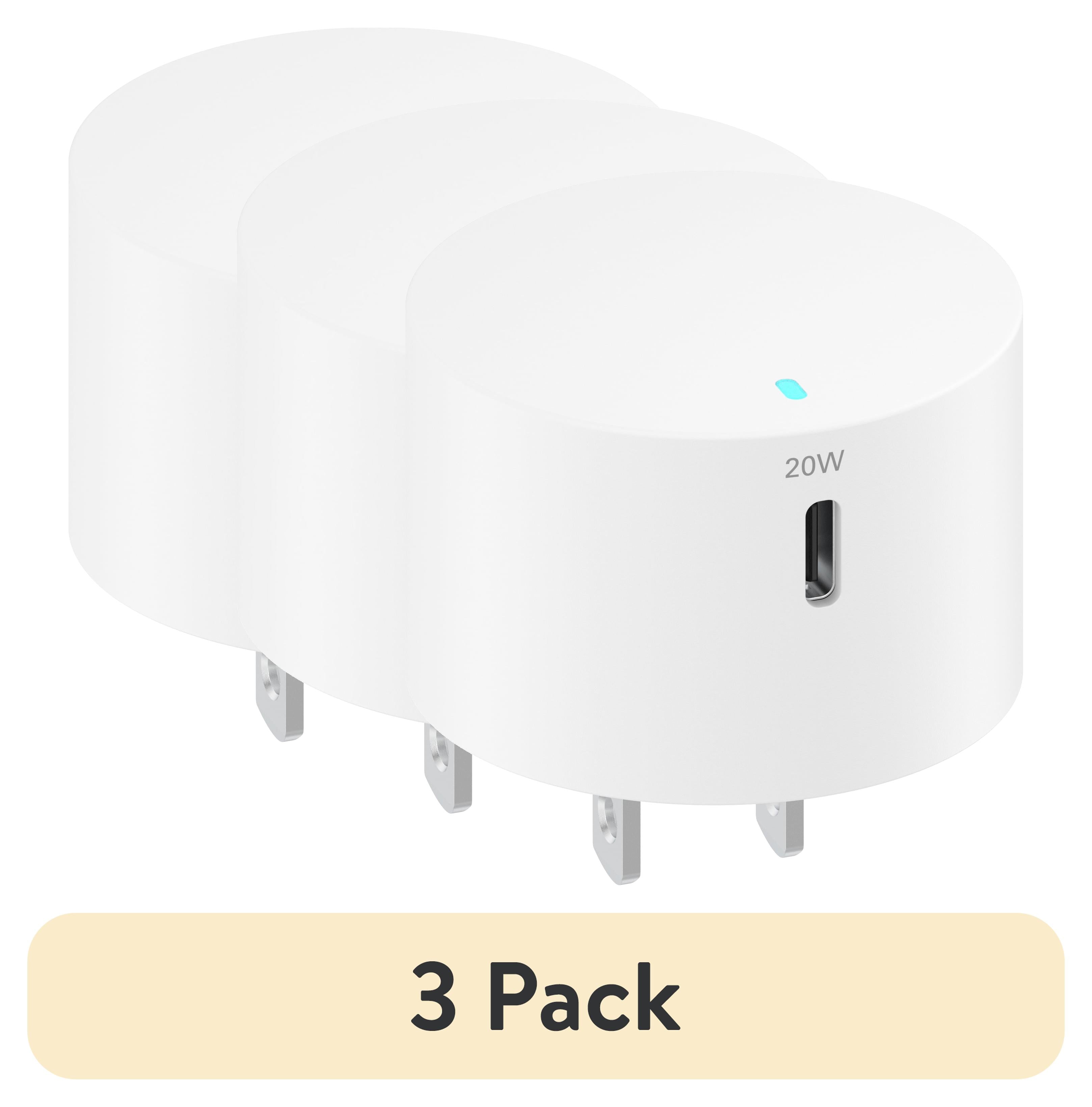 onn 20W Single USB-C Port Wall Charger, Fast Charging, USB-IF Certified, Foldable Plug, White - Compatible with iPhone 17/16/15 Series, Samsung Galaxy, Note, Pixel Devices iPad Pro, & More