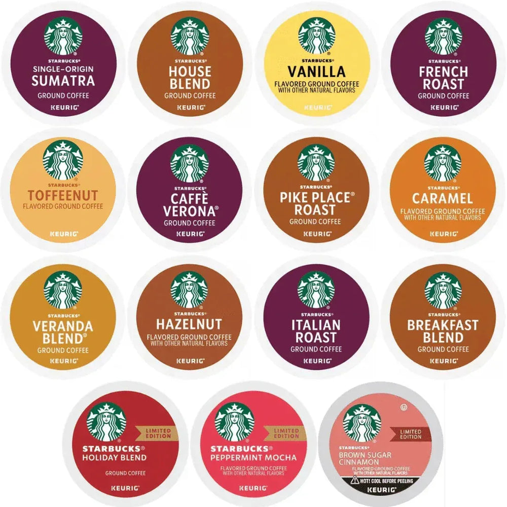 30 Countâ€”Starbucks Variety Pack Sampler K-Cup Coffee Podsâ€”Including Starbucks Blonde, Medium, Dark Roast, Flavored & Holiday Blend Coffeeâ€”for Keurig Brewersâ€”1 box (15 Unique Flavors) - USA MEGA SHOP