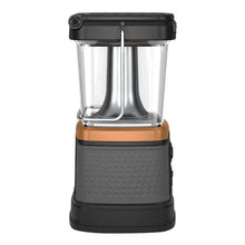 Duracell rechargeable lantern with clear chimney and orange accent band