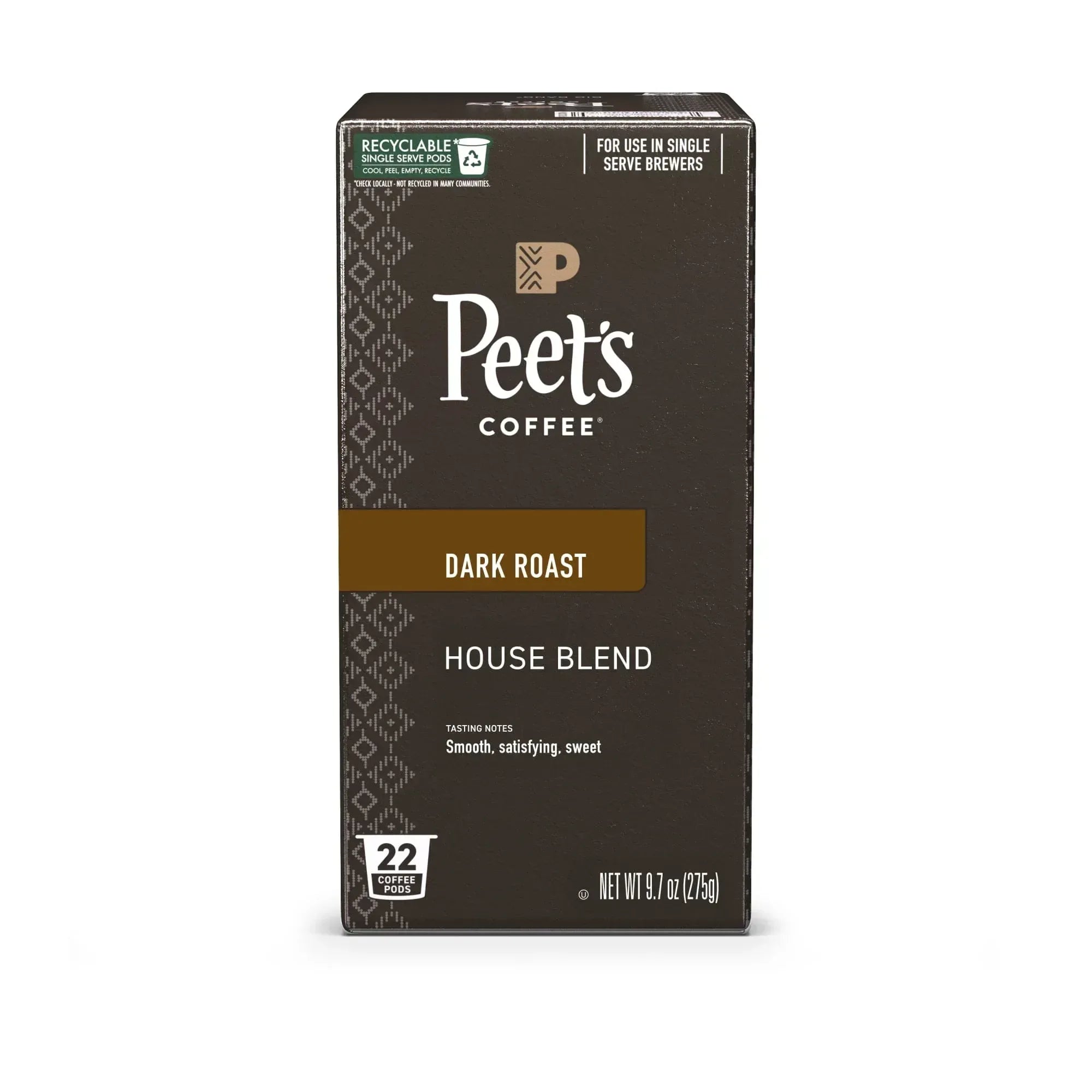 Peet's Coffee House Blend Premium Dark Roast Single Serve Coffee Pods, 22 Count