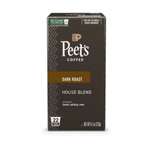 Peet's Coffee dark roast pods box, front label with 22-count icon