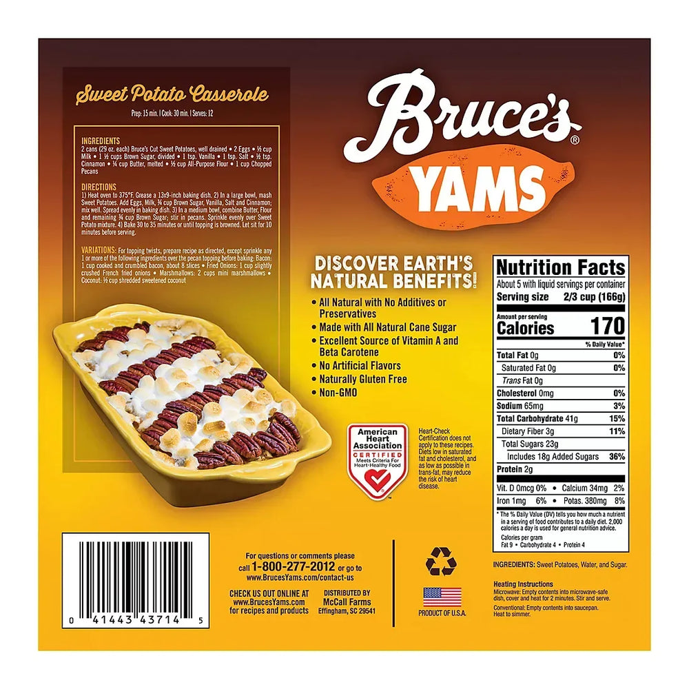 Bruce's Cut Yams Sweet Potatoes In Syrup, 4 pk./29 oz. - USA MEGA SHOP