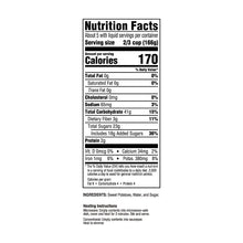 Nutrition Facts label for cut sweet potatoes in syrup, 170 calories per serving