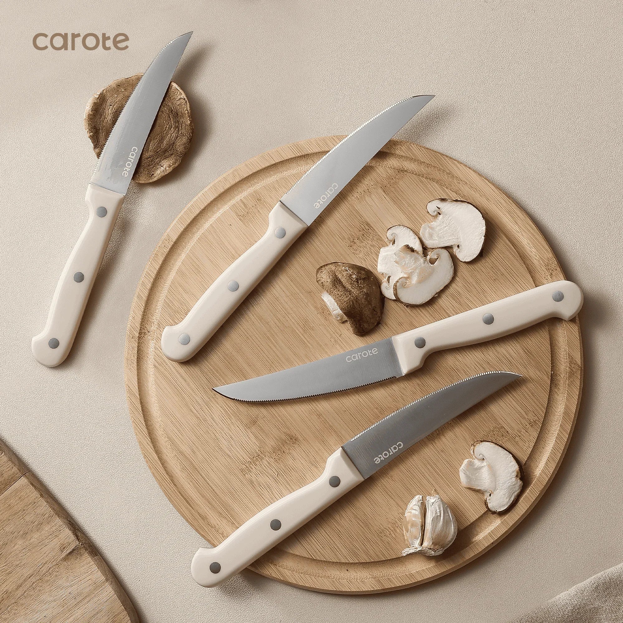 Carote 14 Pcs Knife Set with Wooden Block Stainless Steel Knives with Ergonomic Handle, Forged - USA MEGA SHOP