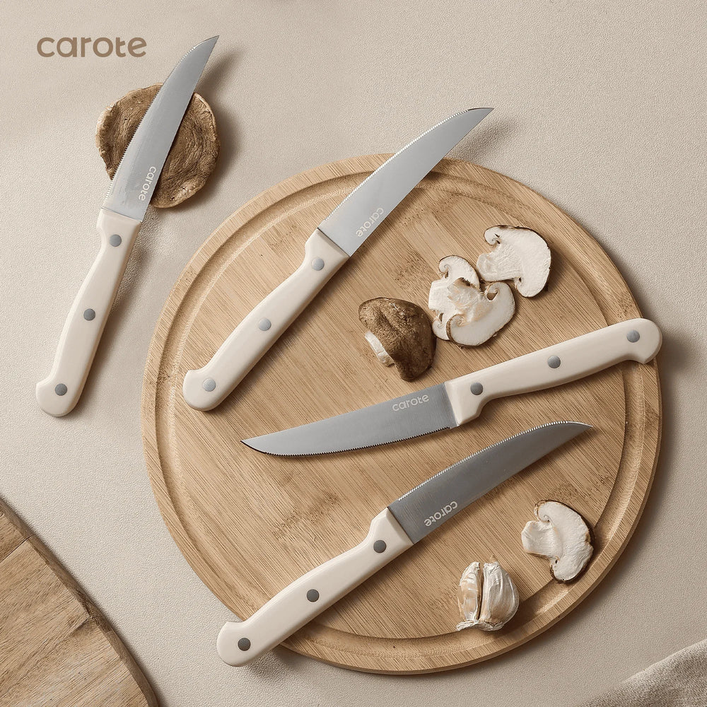 Carote 14 Pcs Knife Set with Wooden Block Stainless Steel Knives with Ergonomic Handle, Forged - USA MEGA SHOP