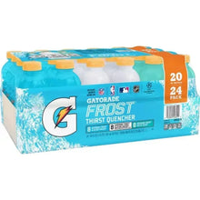 Gatorade Frost Thirst Quencher 24-pack beverage case with 20 fl oz bottle icons