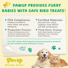 Freeze-dried pet treat packaging infographic with two pets and text callouts