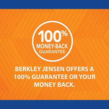 Money-back guarantee badge reading 100% for paper towels on orange graphic
