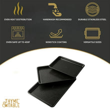 Black nonstick sheet pan set of three nestable rectangular trays