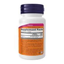 NOW Foods Vitamin D-3 supplement bottle back, Supplement Facts for 2,000 IU softgel.