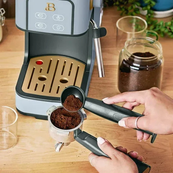 Beautiful Slim Espresso Machine with 20-Bar Pressure, White Icing by Drew Barrymore