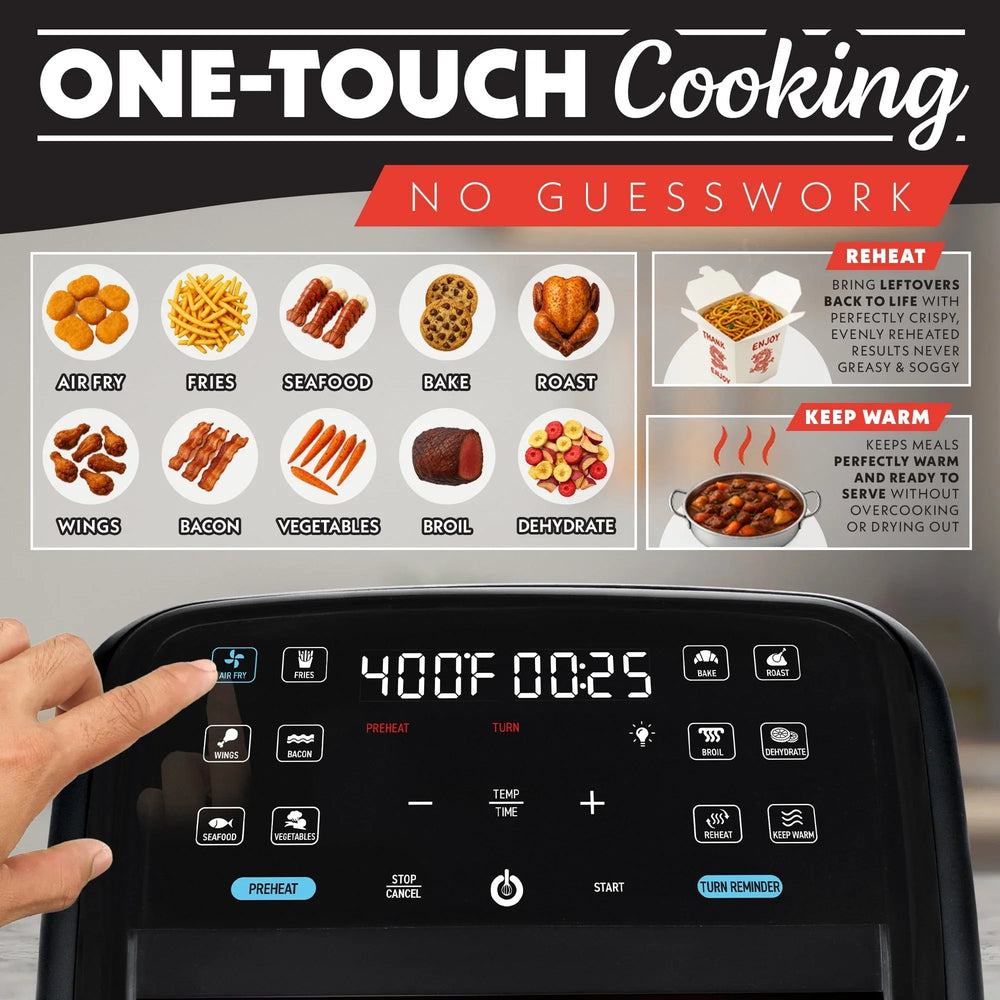 Gourmia Panorama 7-QT Digital Air Fryer with Panoramic View, Holographic Display, & 12 Presets, Black - USA MEGA SHOP